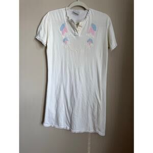 Vintage Jayre Cream Embroidered Nightgown Size M | Cottagecore Softgirl Coquette